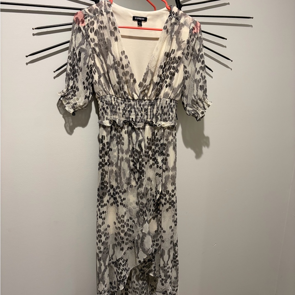 Express grey and White High Low Dress